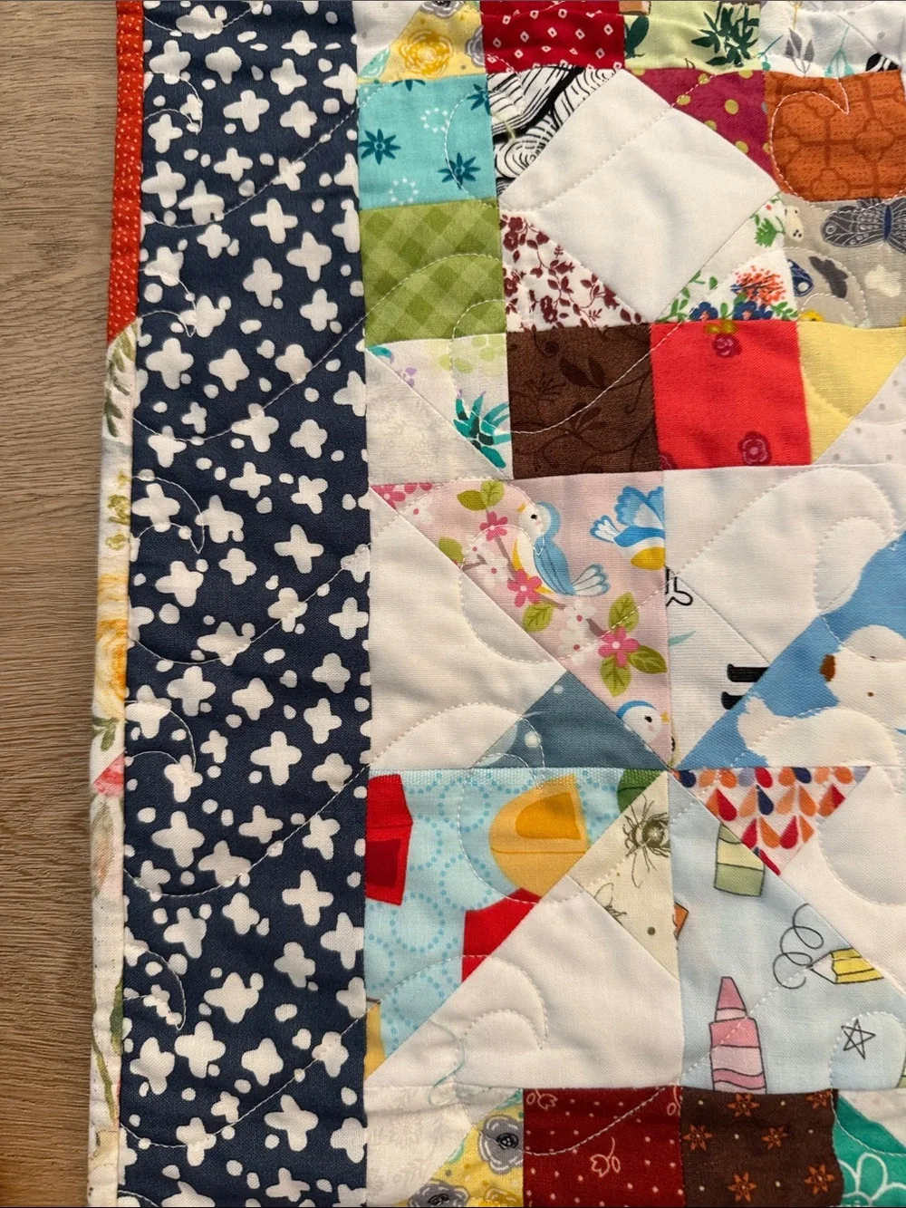 Handmade Baby Quilt Multicolor Patchwork Quilt - farm animals
